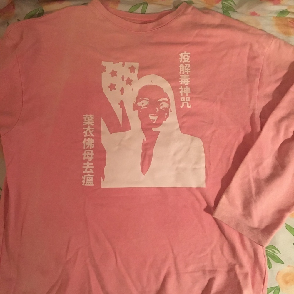 PINK and white graphic tee